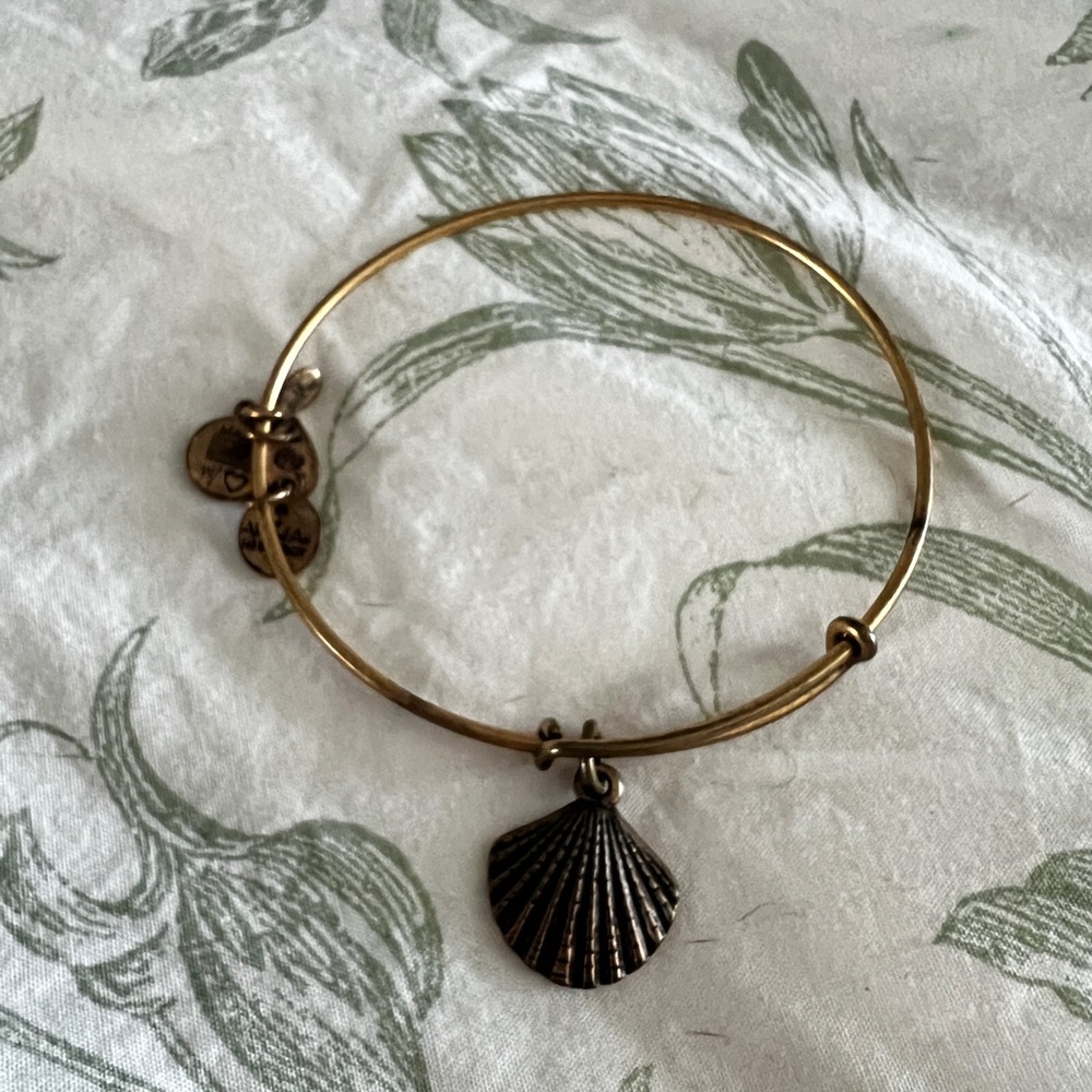 Alex and Ani Seashell Gold Charm Bangle